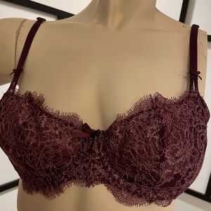 Victoria's Secret Dream Angels Wicked Unlined Lace Balconette lace bra Burgundy